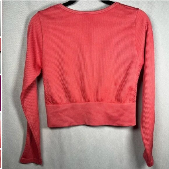Aerie Seamless Ribbed Long Sleeve Cropped Top New with Tags - XL in Burnt Orange - Picture 6 of 10